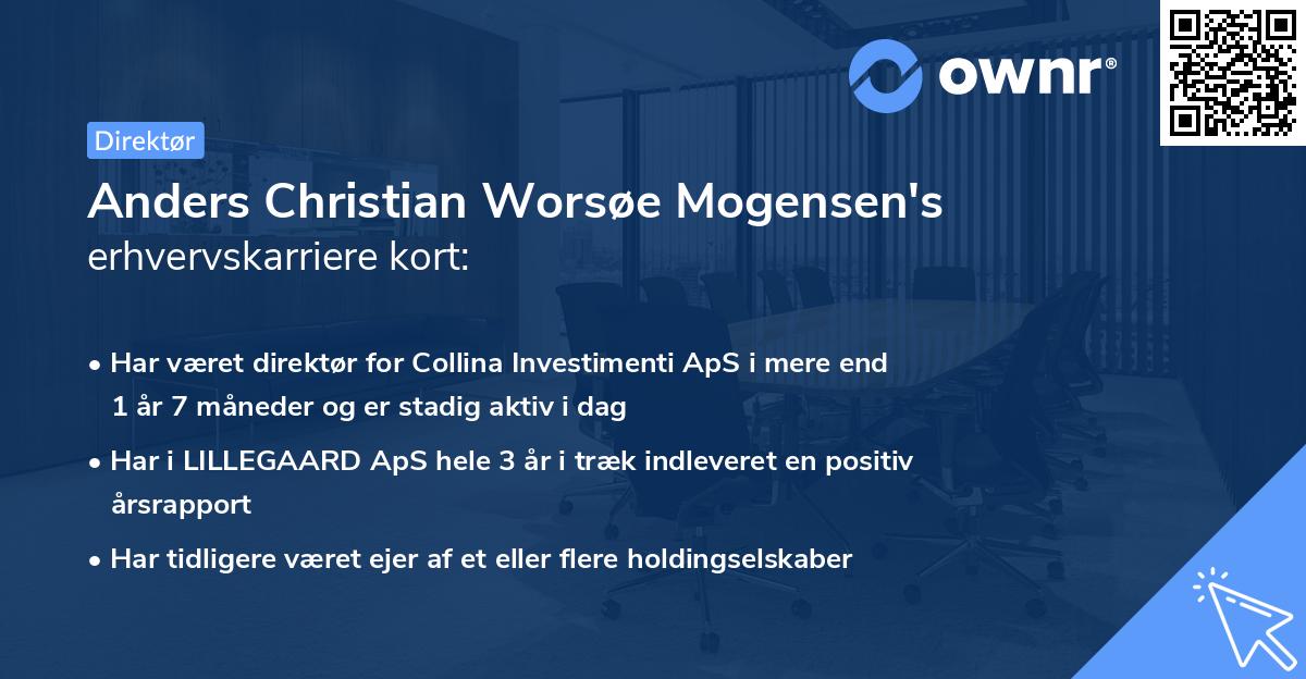 Anders Christian Worsøe Mogensen's erhvervskarriere kort