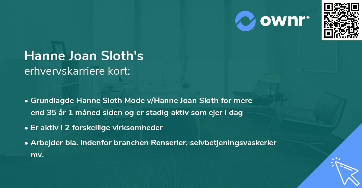 Hanne Joan Sloth's erhvervskarriere kort