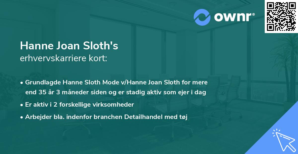 Hanne Joan Sloth's erhvervskarriere kort