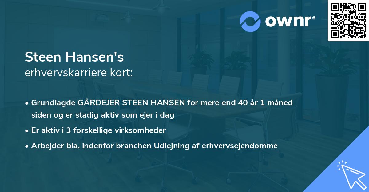 Steen Hansen's erhvervskarriere kort