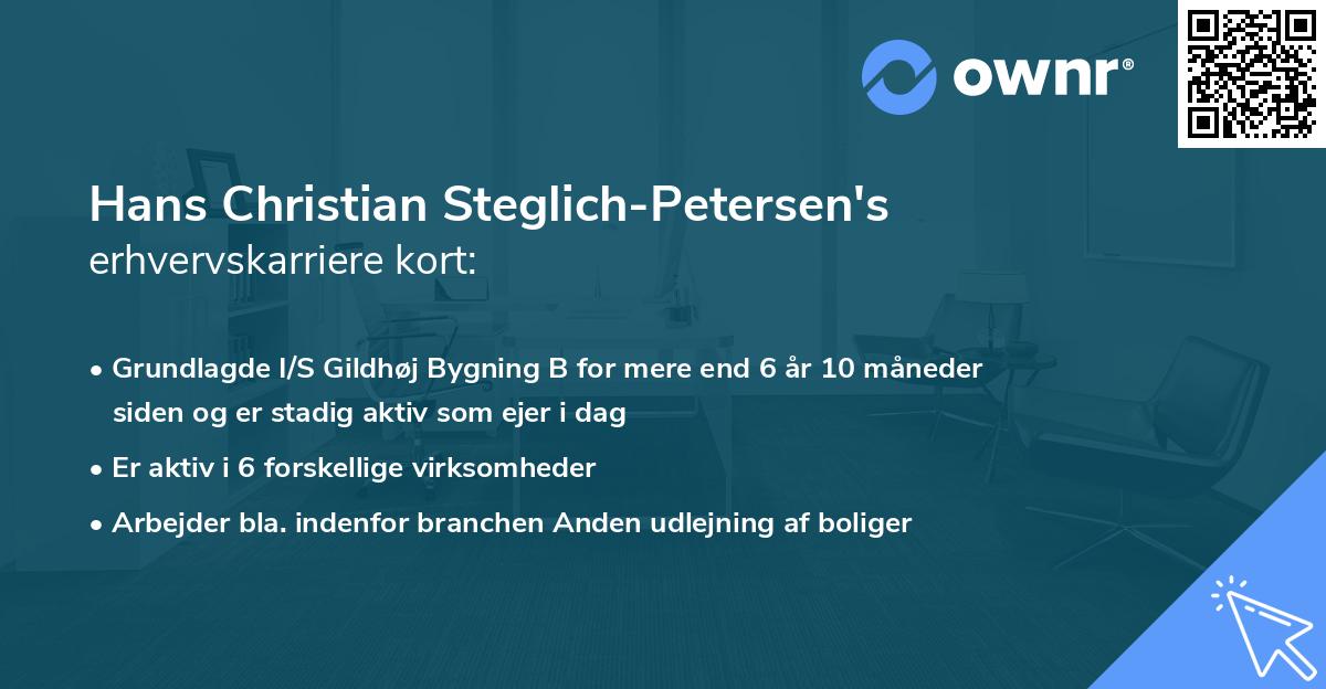 Hans Christian Steglich-Petersen's erhvervskarriere kort