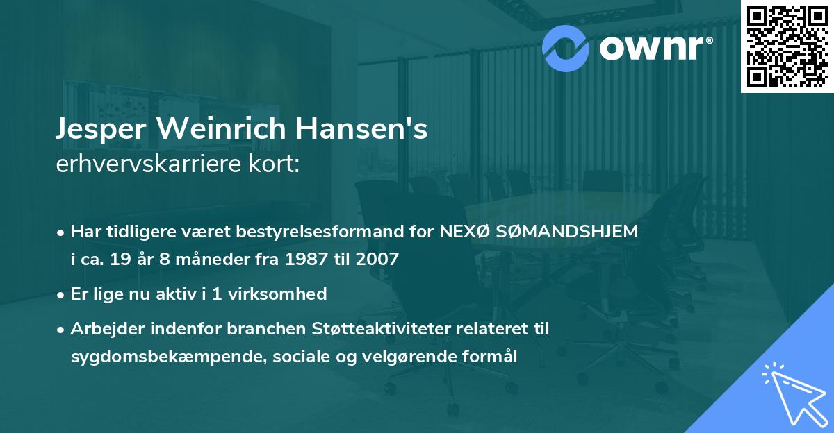 Jesper Weinrich Hansen's erhvervskarriere kort