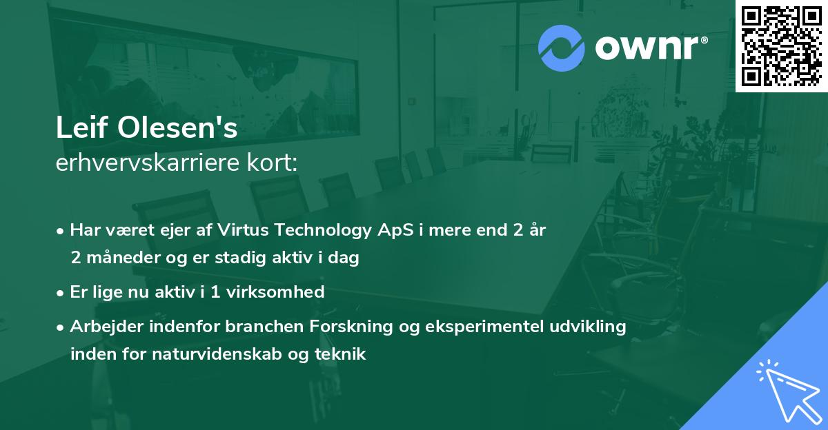 Leif Olesen's erhvervskarriere kort