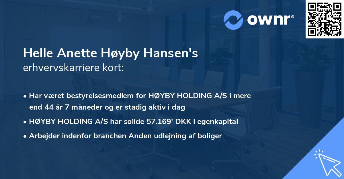 Helle Anette Høyby Hansen's erhvervskarriere kort