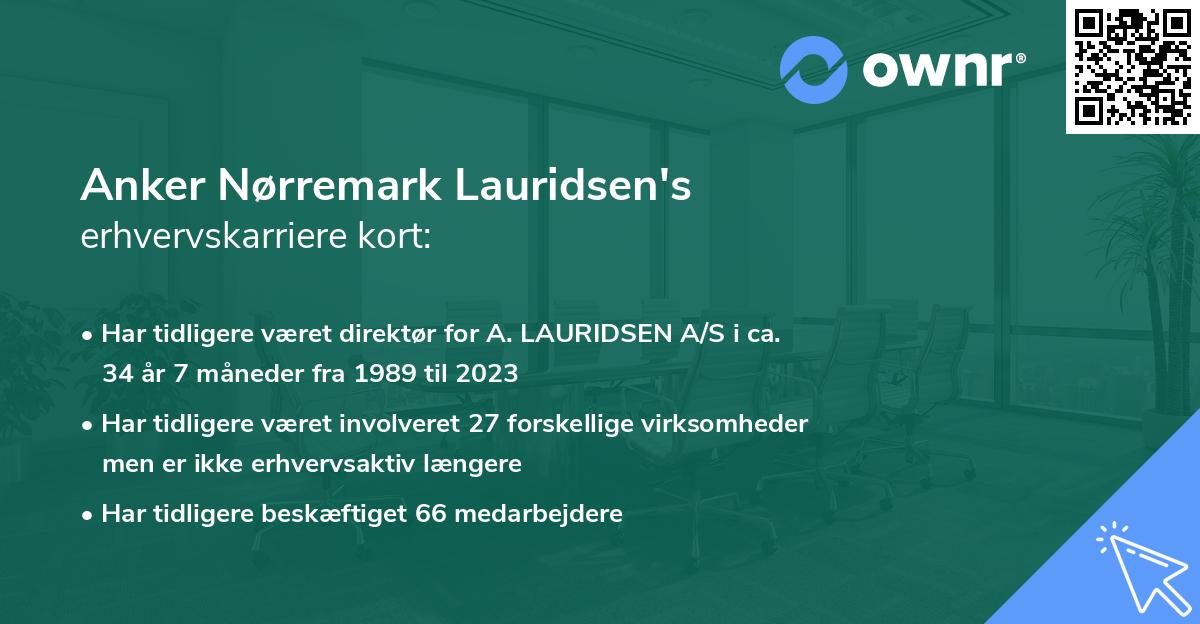 Anker Nørremark Lauridsen's erhvervskarriere kort