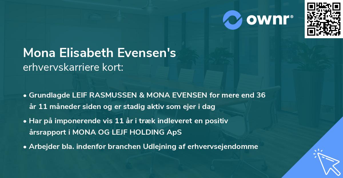 Mona Elisabeth Evensen's erhvervskarriere kort