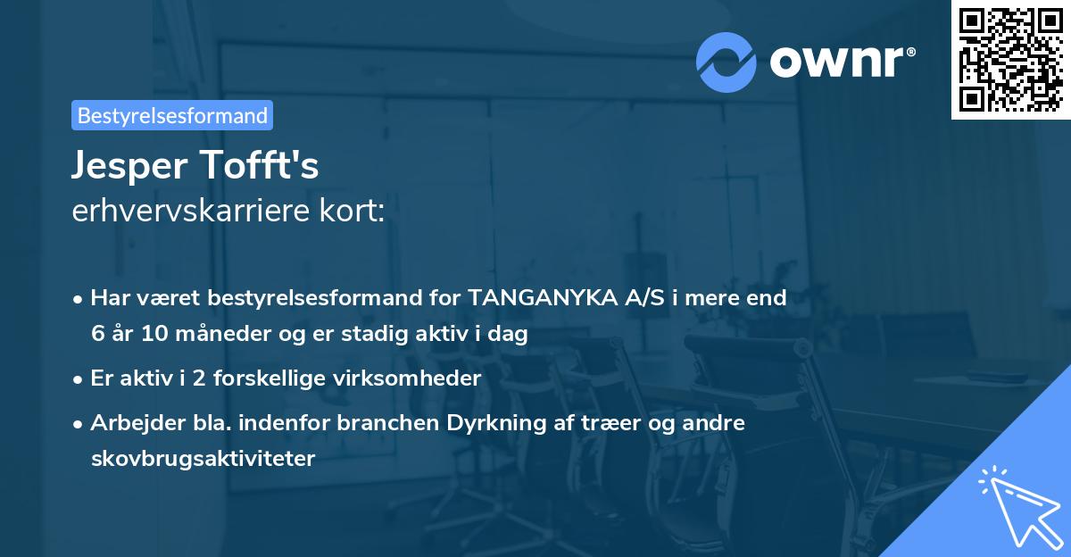 Jesper Tofft's erhvervskarriere kort