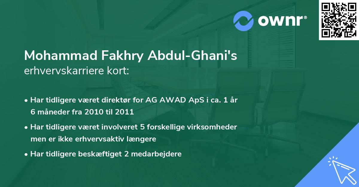 Mohammad Fakhry Abdul-Ghani's erhvervskarriere kort