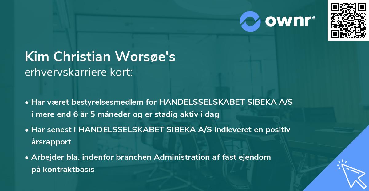 Kim Christian Worsøe's erhvervskarriere kort
