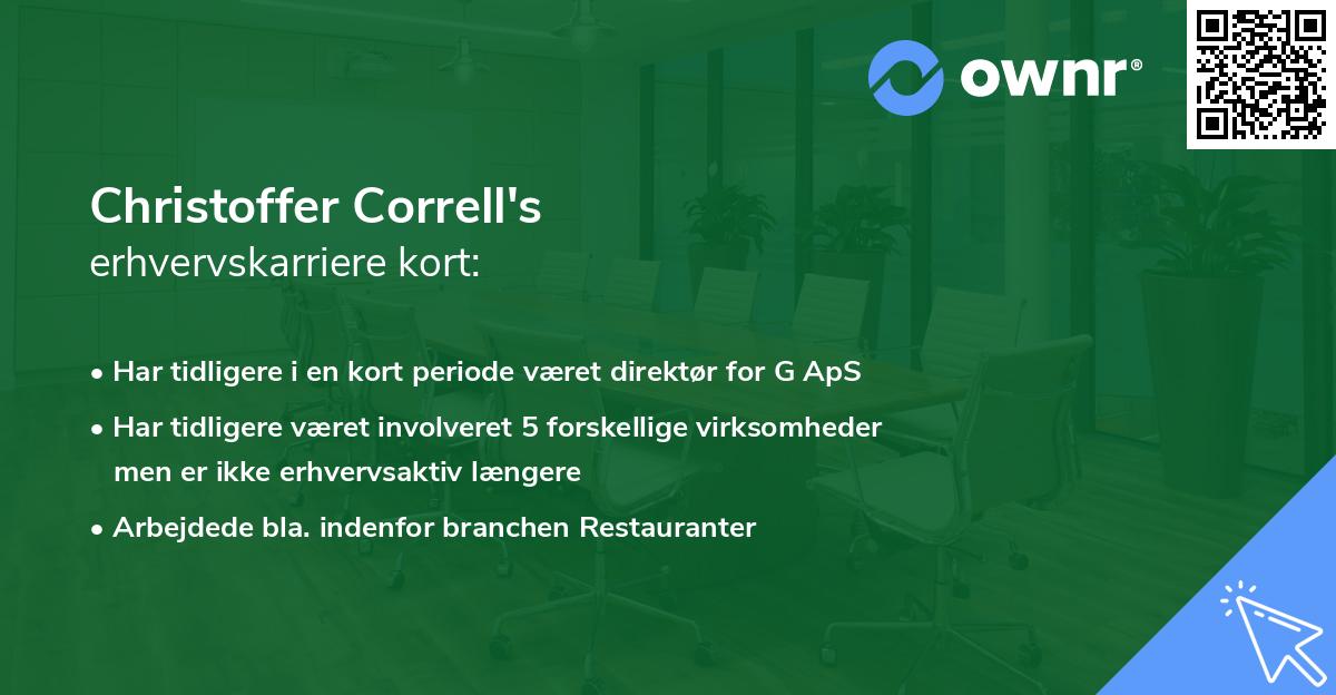 Christoffer Correll's erhvervskarriere kort