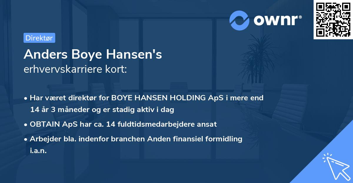 Anders Boye Hansen's erhvervskarriere kort