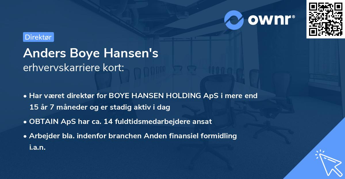 Anders Boye Hansen's erhvervskarriere kort
