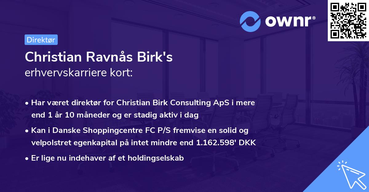 Christian Ravnås Birk's erhvervskarriere kort