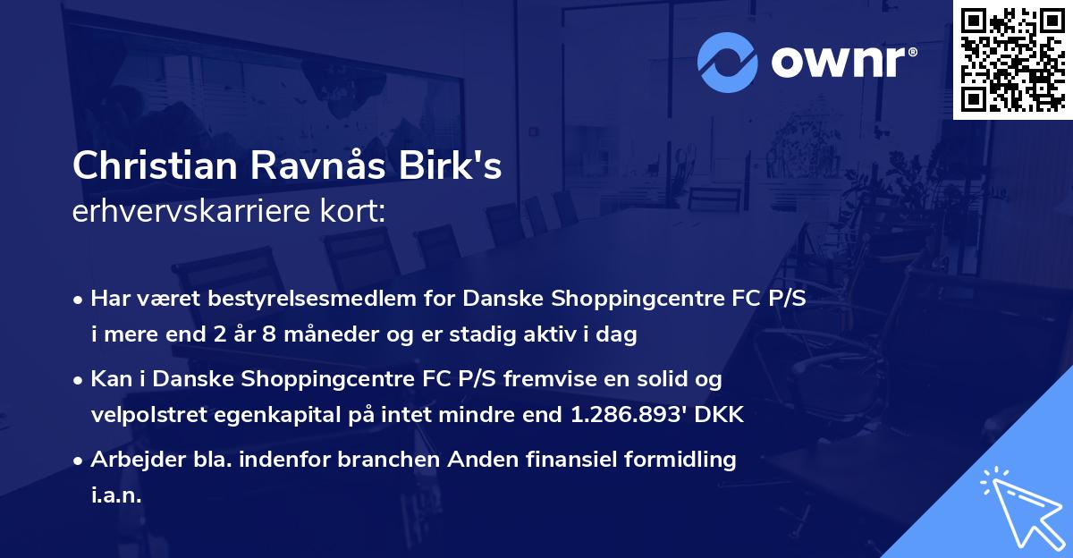 Christian Ravnås Birk's erhvervskarriere kort