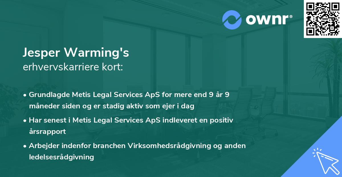 Jesper Warming's erhvervskarriere kort