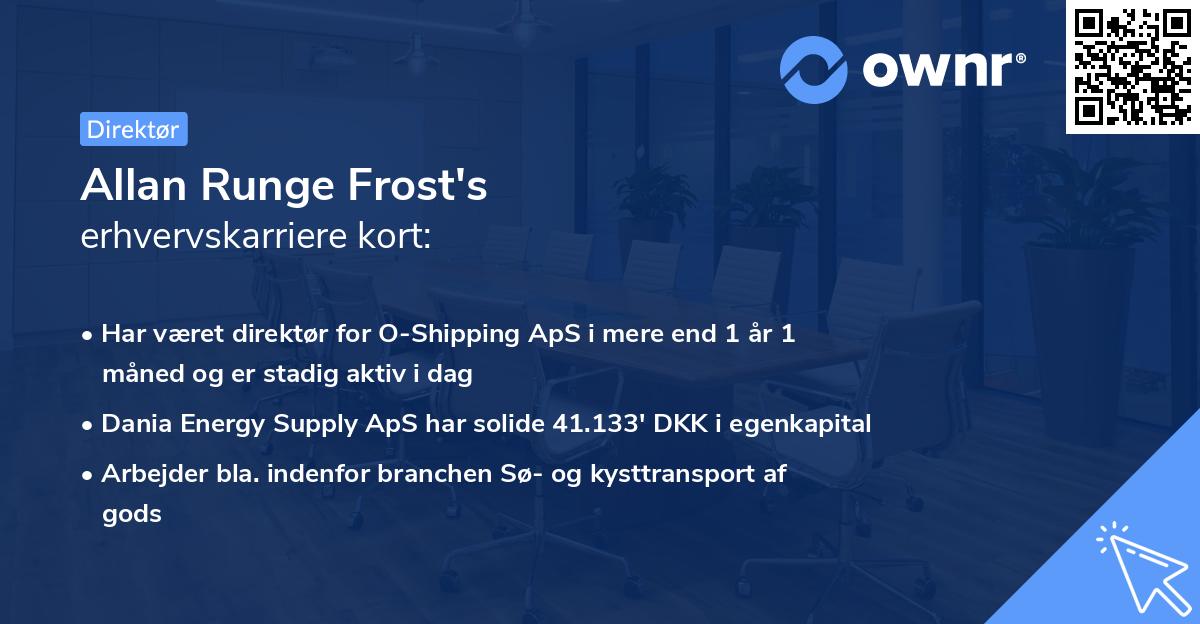 Allan Runge Frost's erhvervskarriere kort