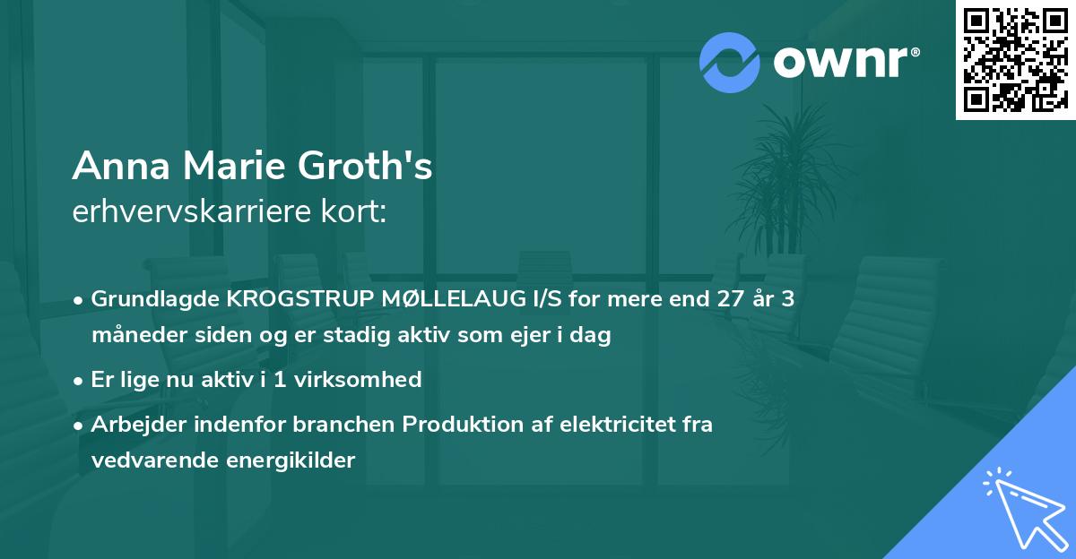 Anna Marie Groth's erhvervskarriere kort