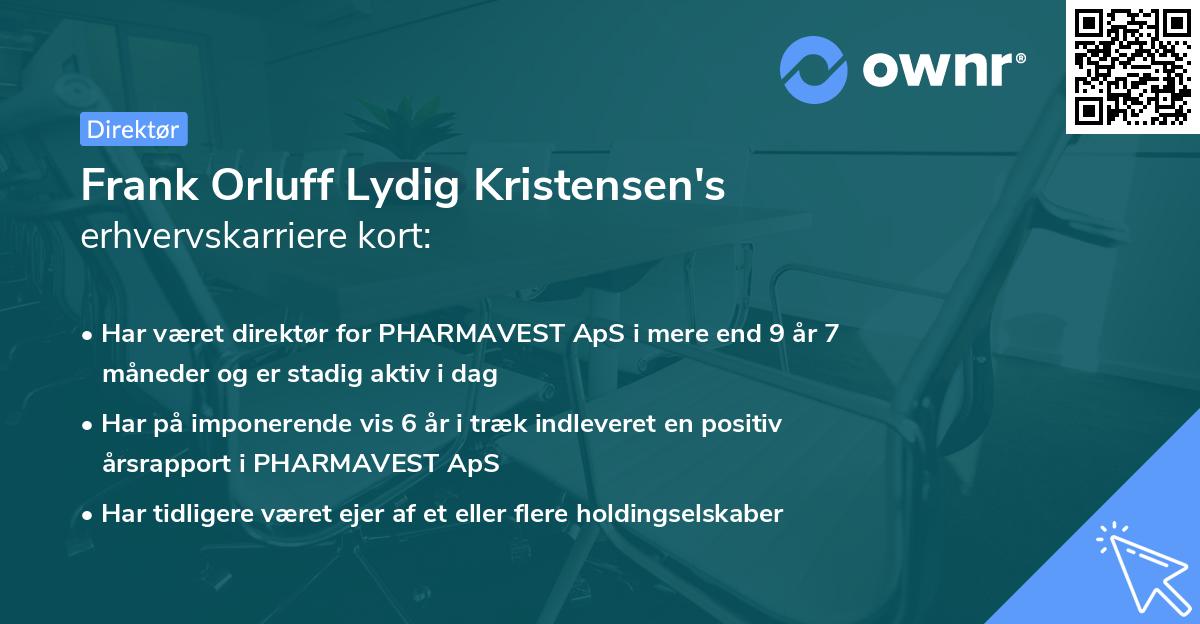 Frank Orluff Lydig Kristensen's erhvervskarriere kort