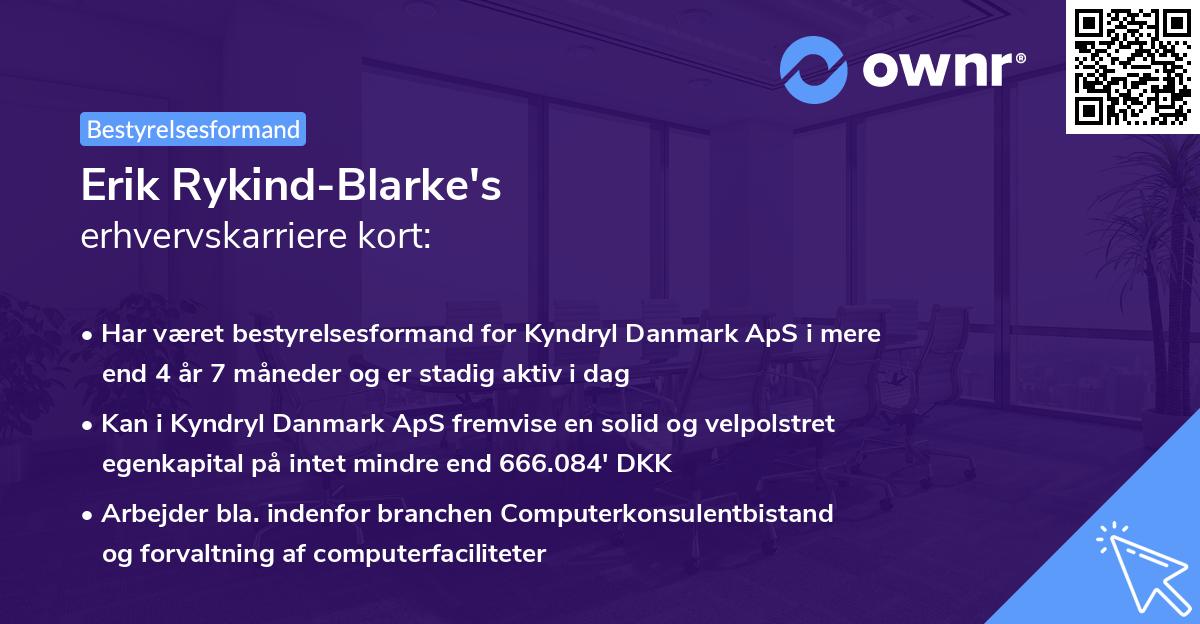 Erik Rykind-Blarke's erhvervskarriere kort