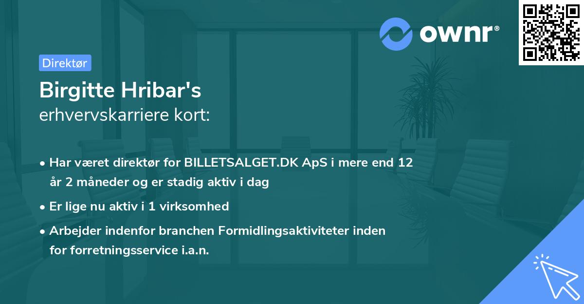Birgitte Hribar's erhvervskarriere kort