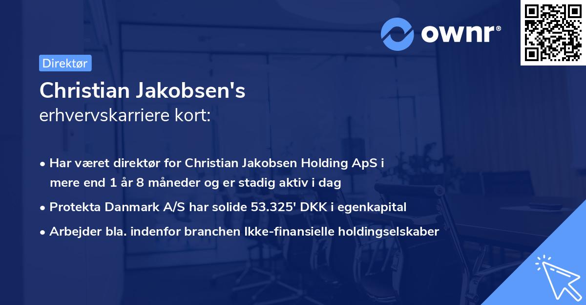 Christian Jakobsen's erhvervskarriere kort