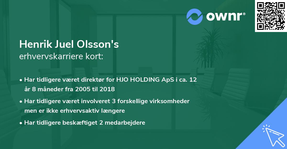 Henrik Juel Olsson's erhvervskarriere kort