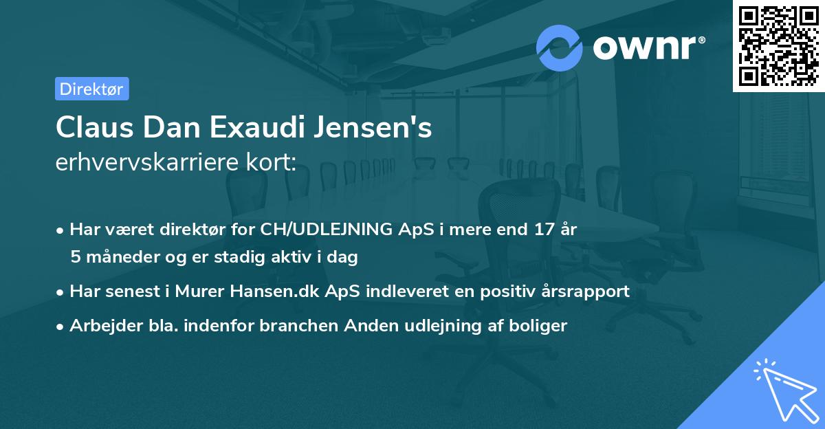 Claus Dan Exaudi Jensen's erhvervskarriere kort
