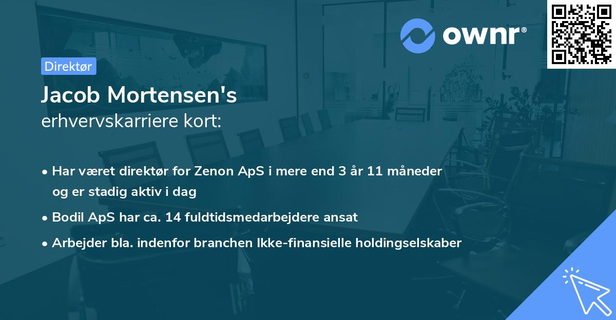 Jacob Mortensen's erhvervskarriere kort