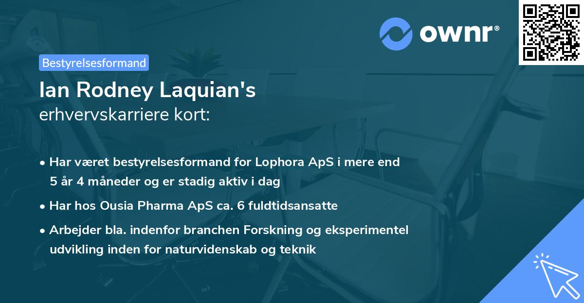 Ian Rodney Laquian's erhvervskarriere kort