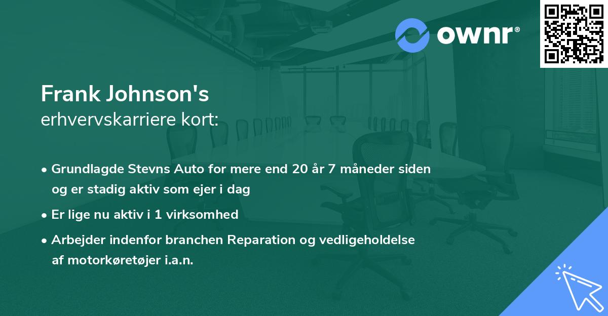 Frank Johnson's erhvervskarriere kort
