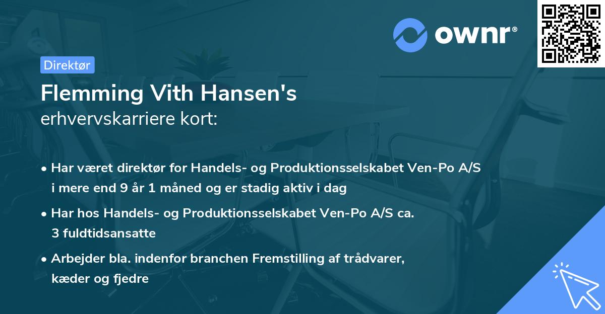 Flemming Vith Hansen's erhvervskarriere kort
