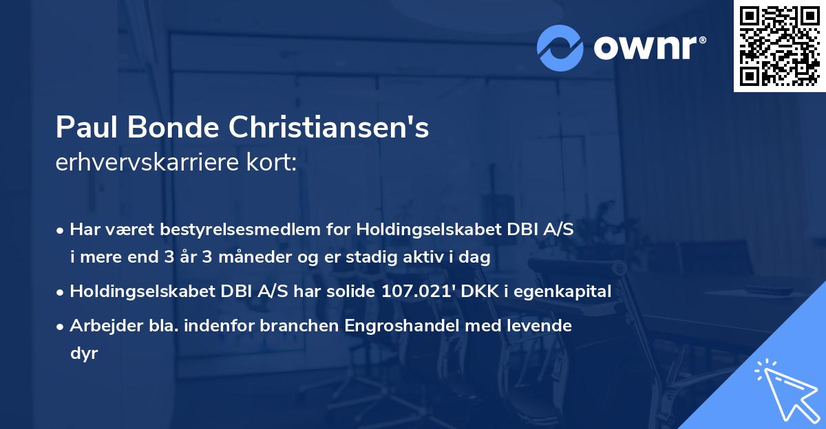 Paul Bonde Christiansen's erhvervskarriere kort