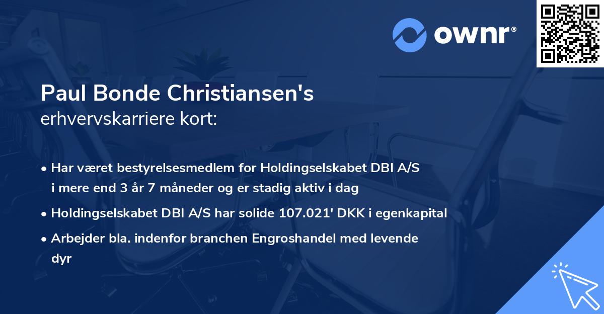 Paul Bonde Christiansen's erhvervskarriere kort