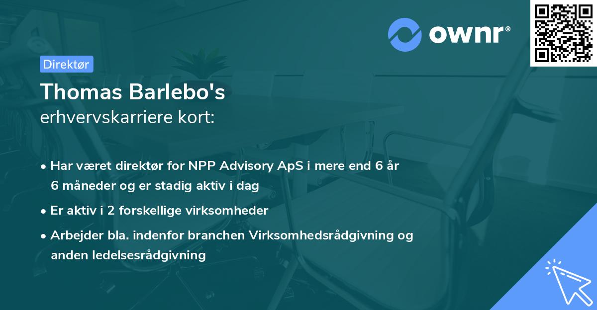 Thomas Barlebo's erhvervskarriere kort