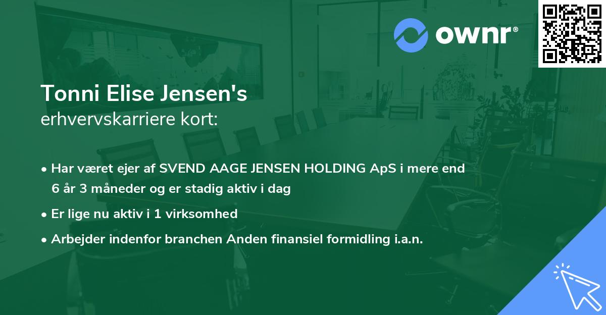 Tonni Elise Jensen's erhvervskarriere kort