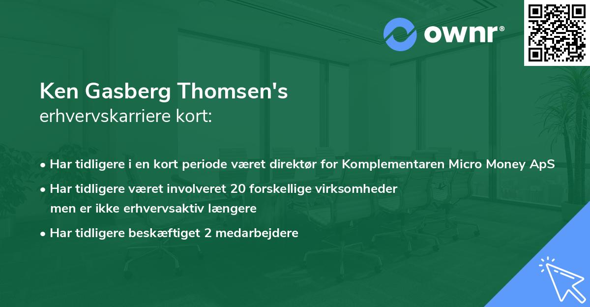 Ken Gasberg Thomsen's erhvervskarriere kort