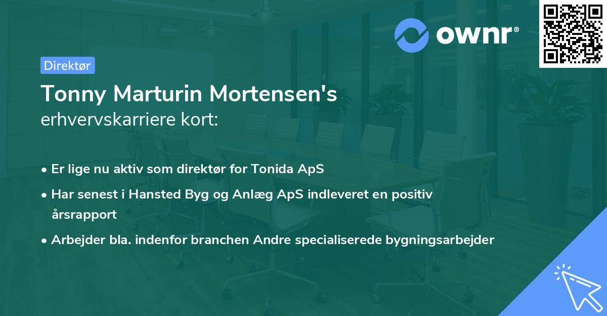 Tonny Marturin Mortensen's erhvervskarriere kort
