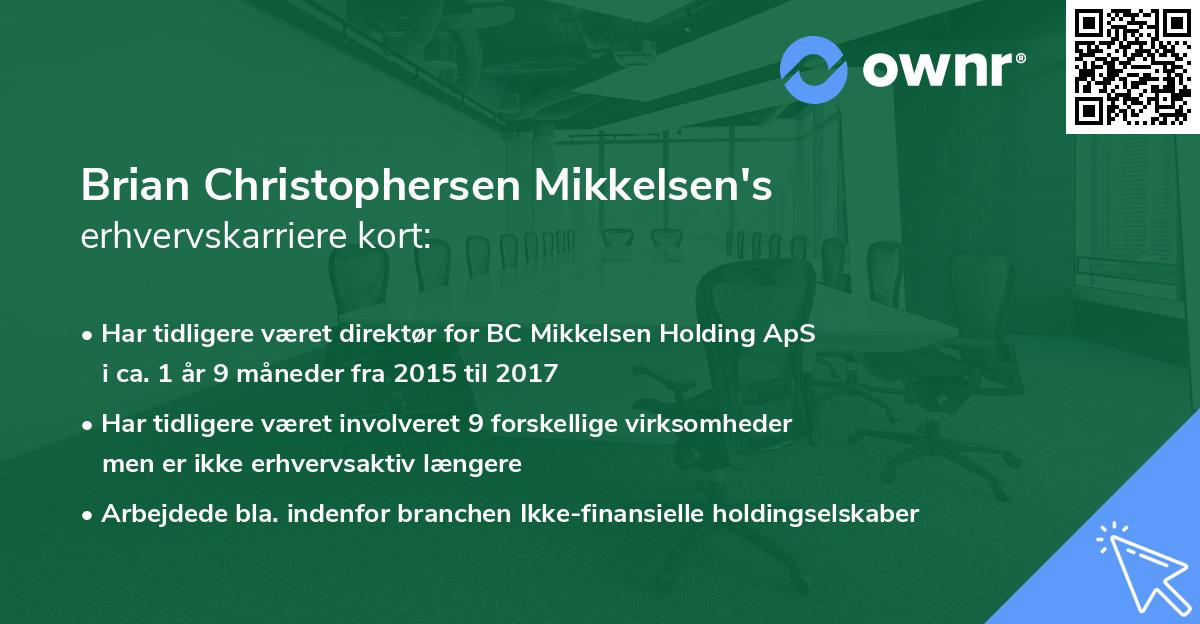 Brian Christophersen Mikkelsen's erhvervskarriere kort
