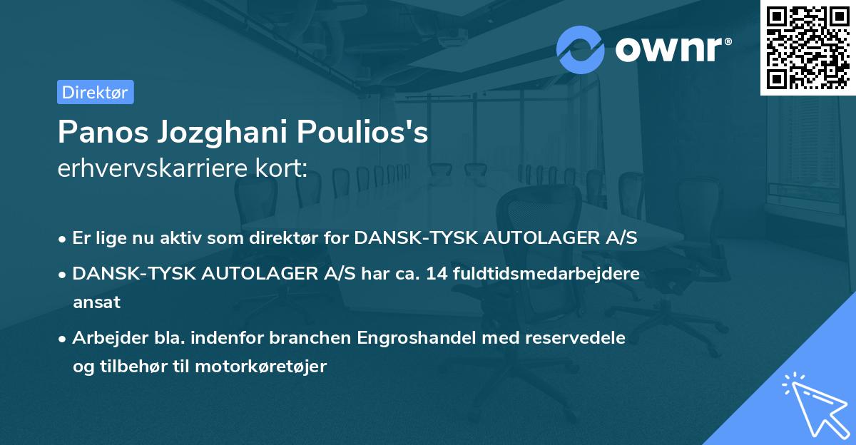 Panos Jozghani Poulios's erhvervskarriere kort