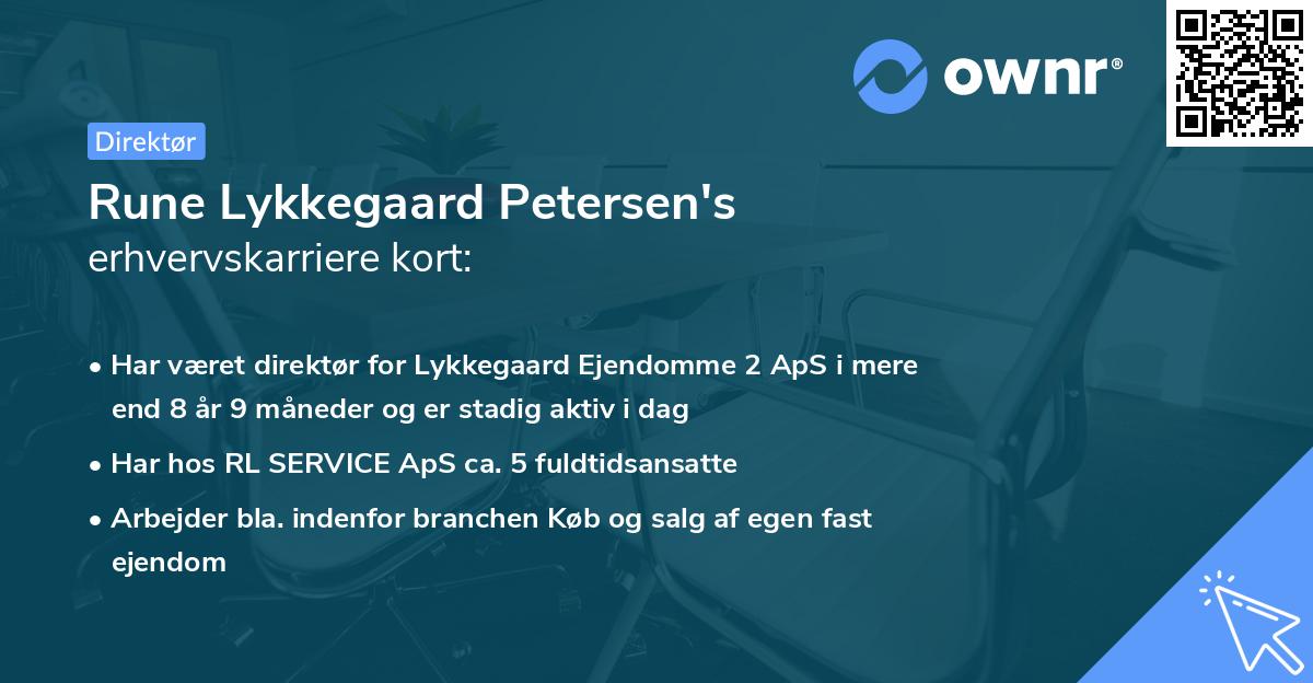 Rune Lykkegaard Petersen's erhvervskarriere kort