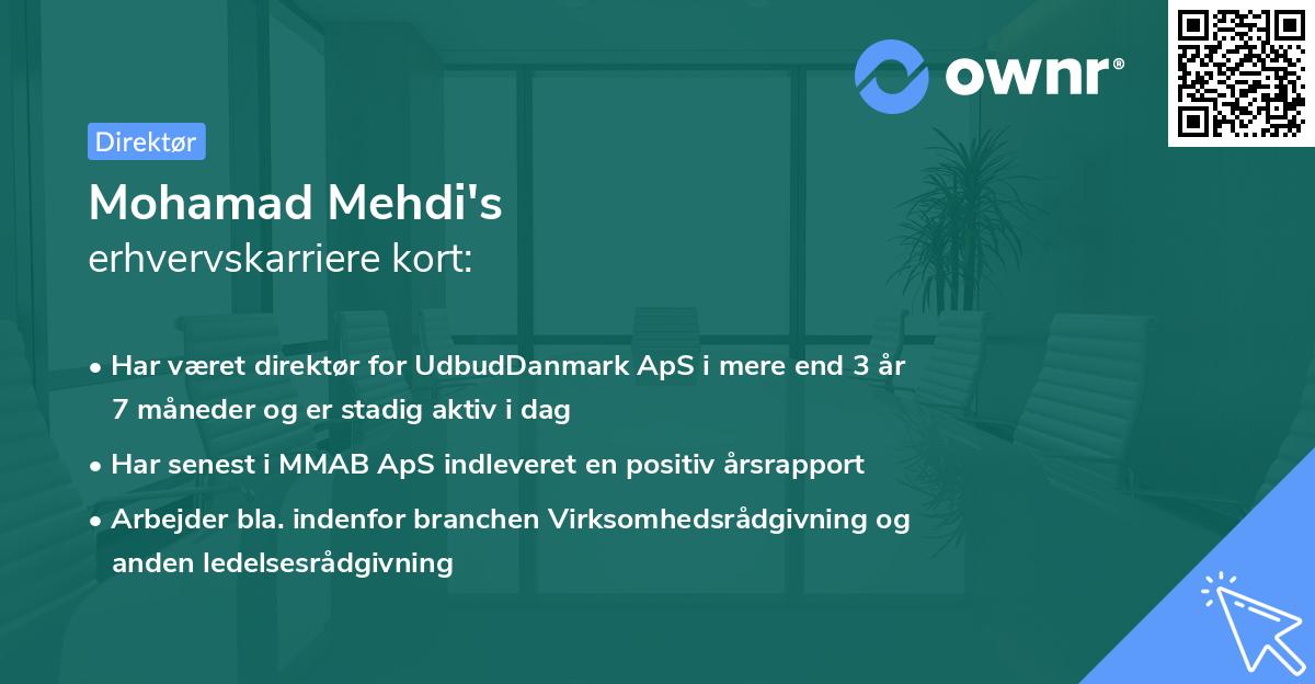 Mohamad Mehdi's erhvervskarriere kort