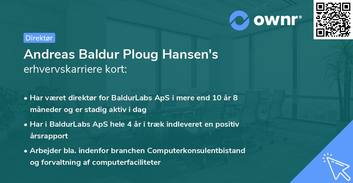 Andreas Baldur Ploug Hansen's erhvervskarriere kort