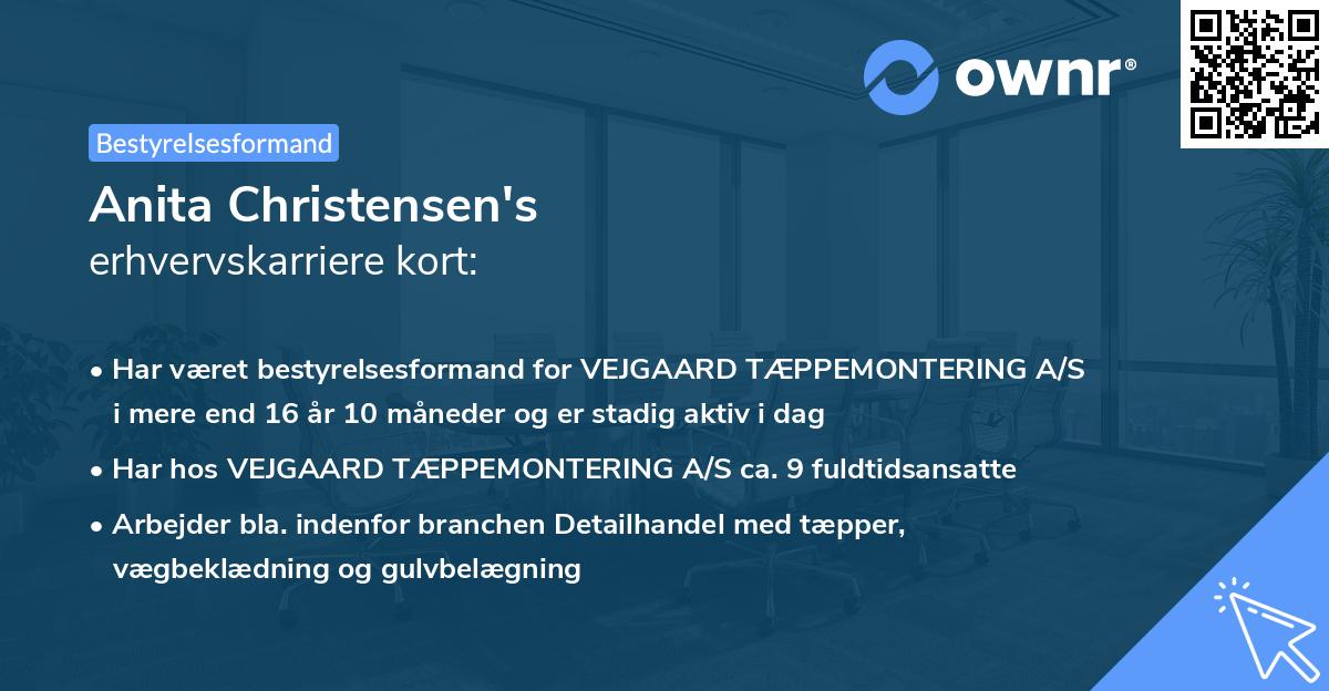Anita Christensen's erhvervskarriere kort