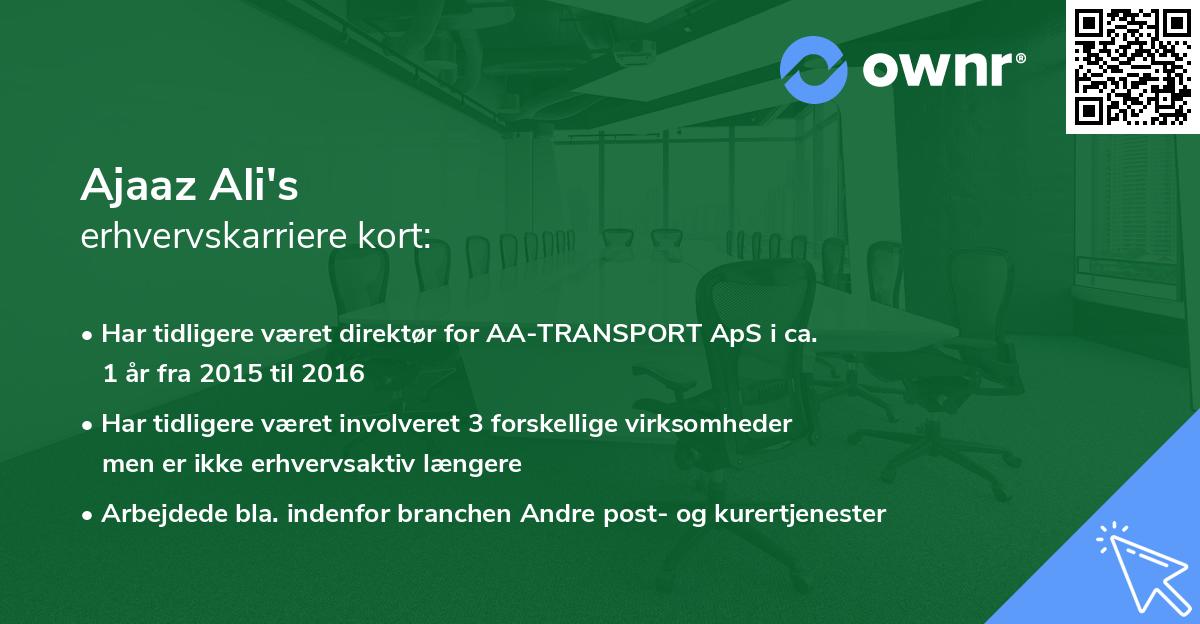 Ajaaz Ali's erhvervskarriere kort