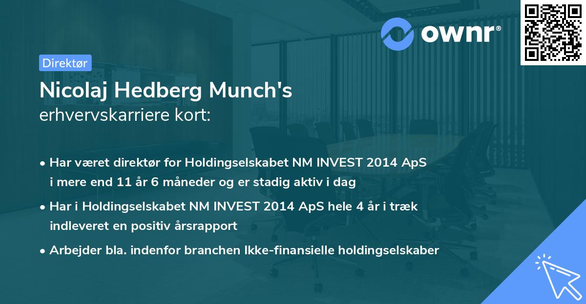 Nicolaj Hedberg Munch's erhvervskarriere kort