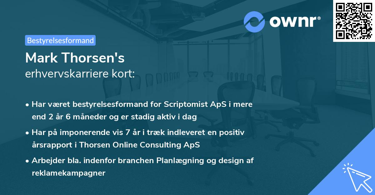 Mark Thorsen's erhvervskarriere kort