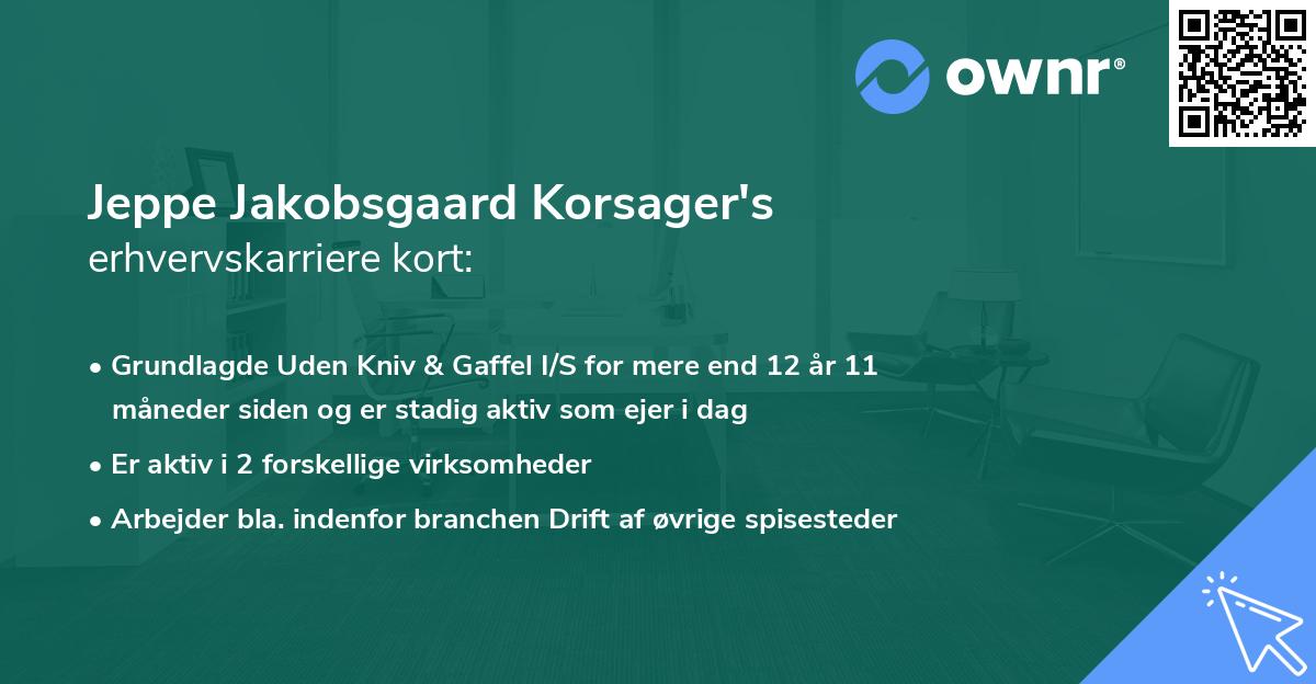 Jeppe Jakobsgaard Korsager's erhvervskarriere kort