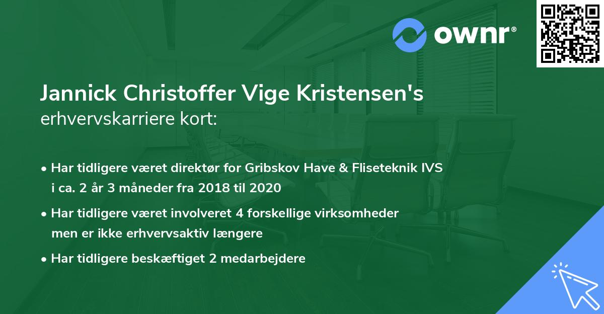 Jannick Christoffer Vige Kristensen's erhvervskarriere kort