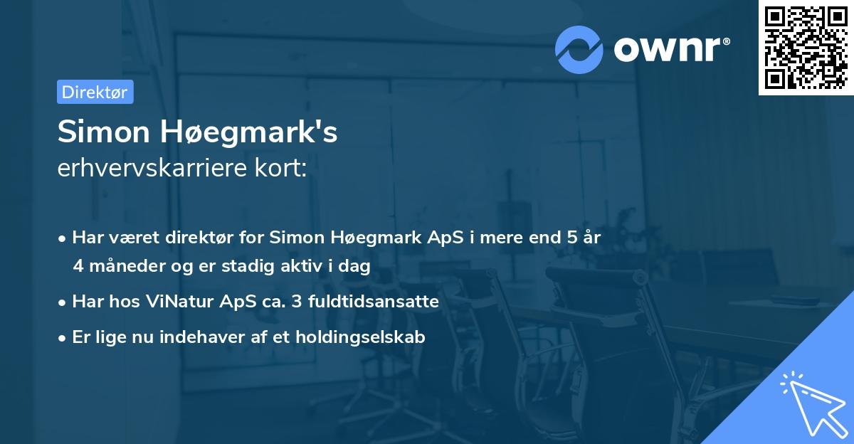 Simon Høegmark's erhvervskarriere kort