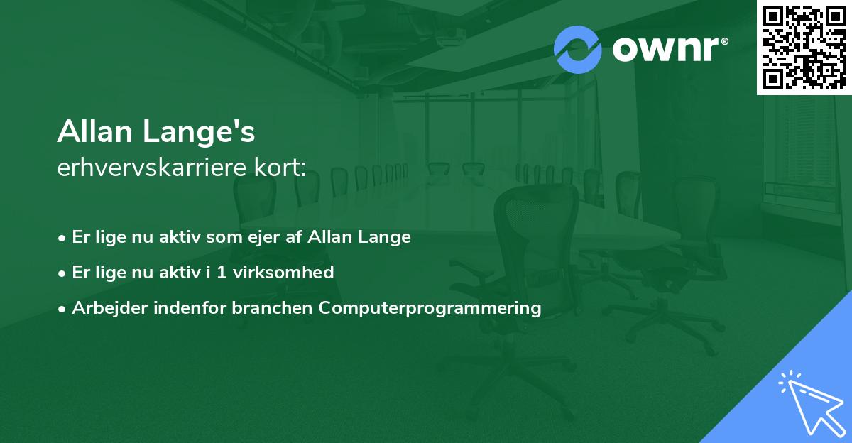 Allan Lange's erhvervskarriere kort